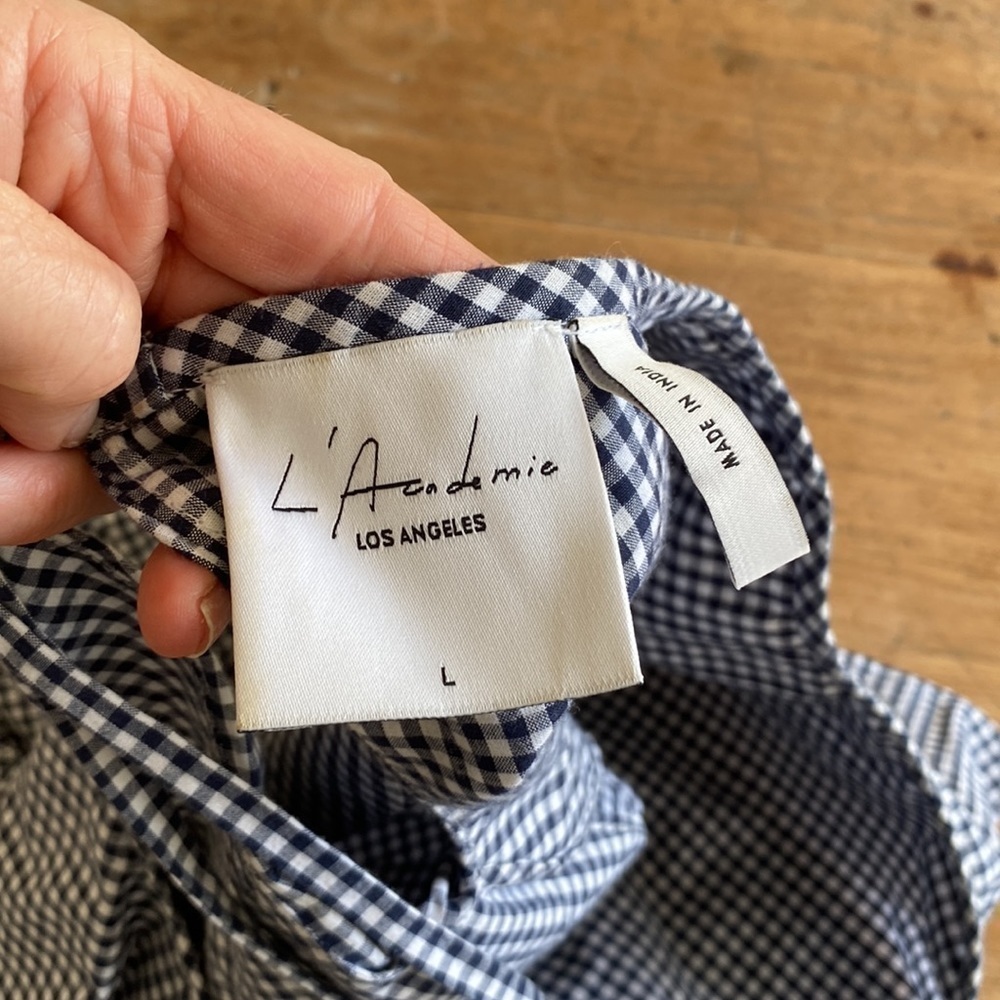 L’Academie Lucie Noir Gingham Top Size Large Western Chic Country Cowgirl - Picture 6 of 8